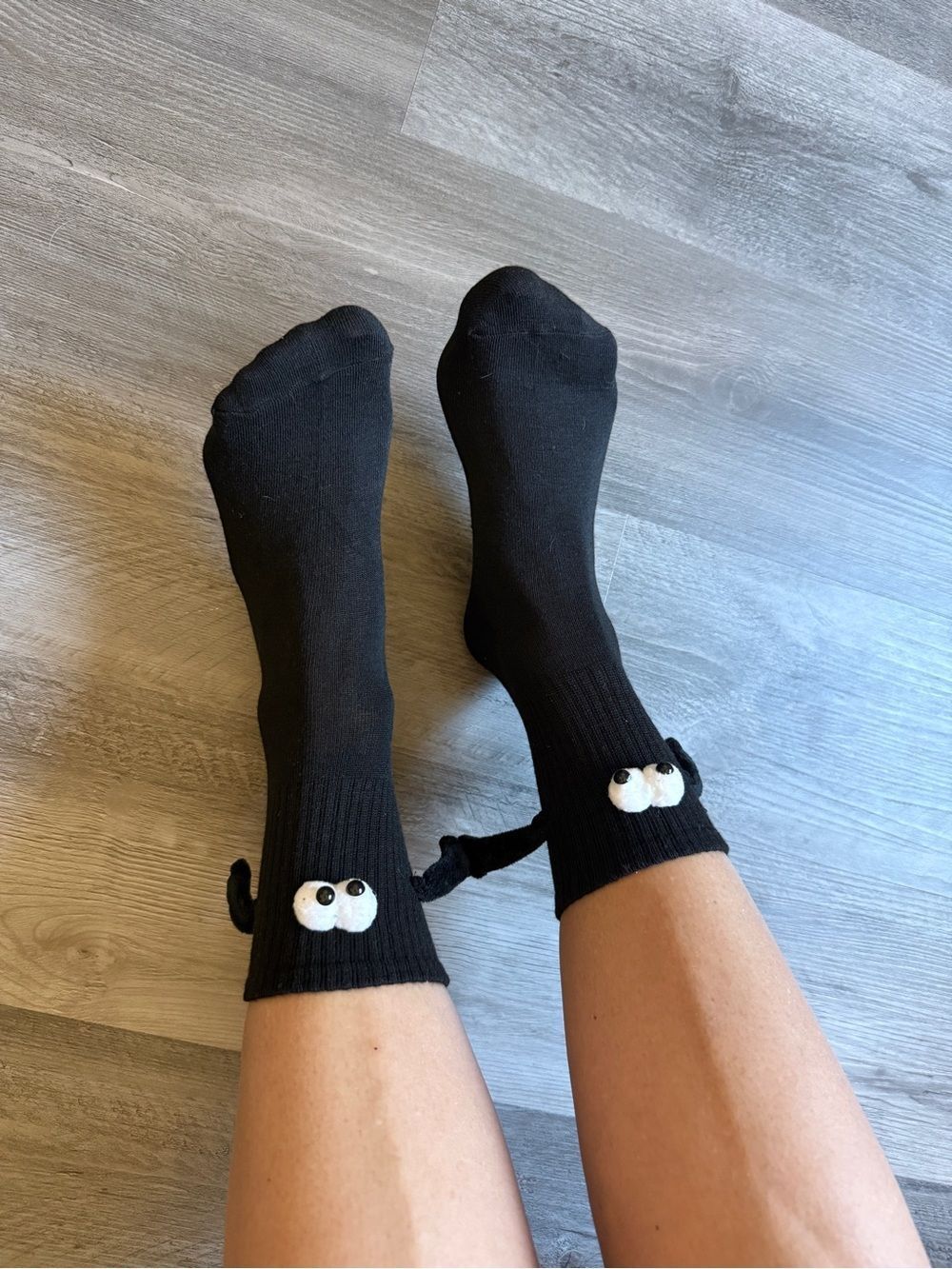 Black Over Ankle Socks Googly Eyes Magnetic Hands Excellent Condition